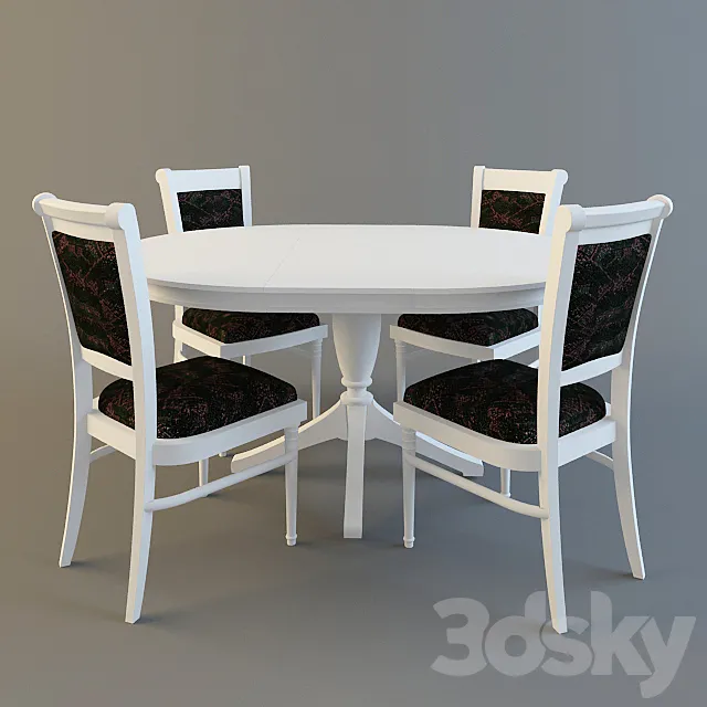 Table + chairs 3DS Max Model