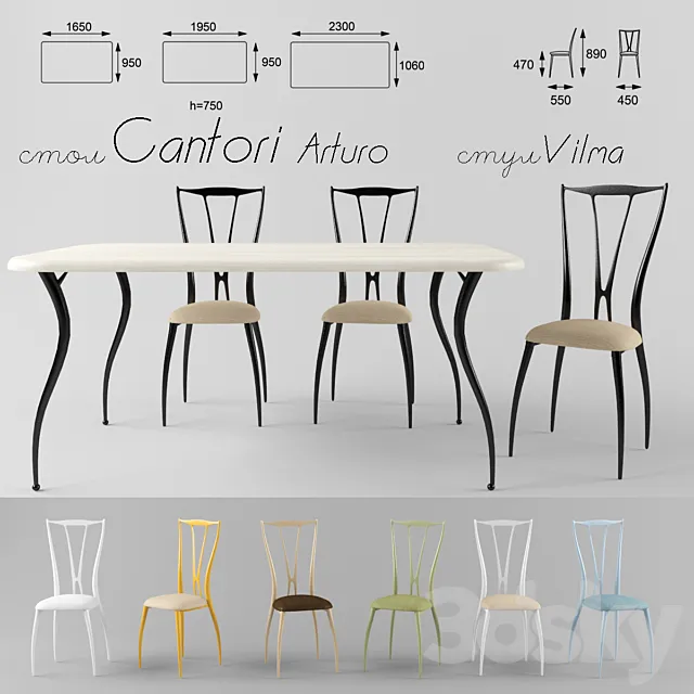 Table + chairs Cantori Arturo Vilma 3DS Max Model