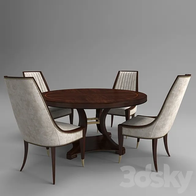 Table + chairs from the collection of ST JAMES PLACE company Schnadig 3DSMax File
