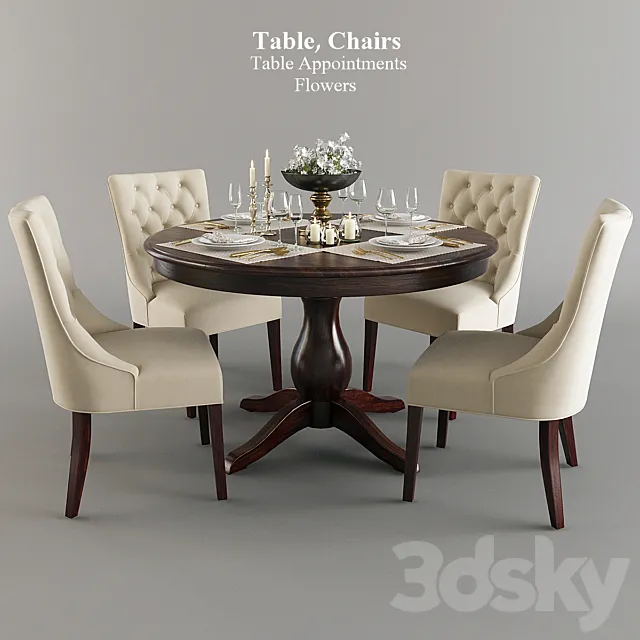 Table. chairs. table setting 3DSMax File