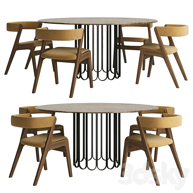 Table CHERYL + chairs MONACO by LASKASAS 3DSMax File