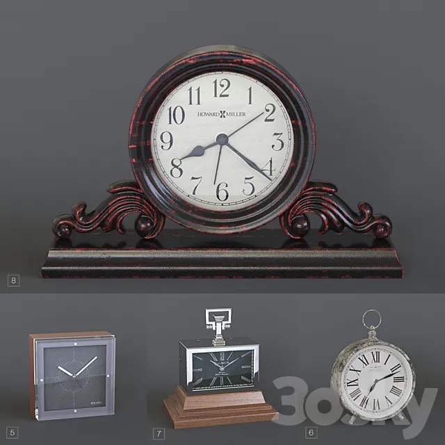 Table clock pack 02 3ds Max