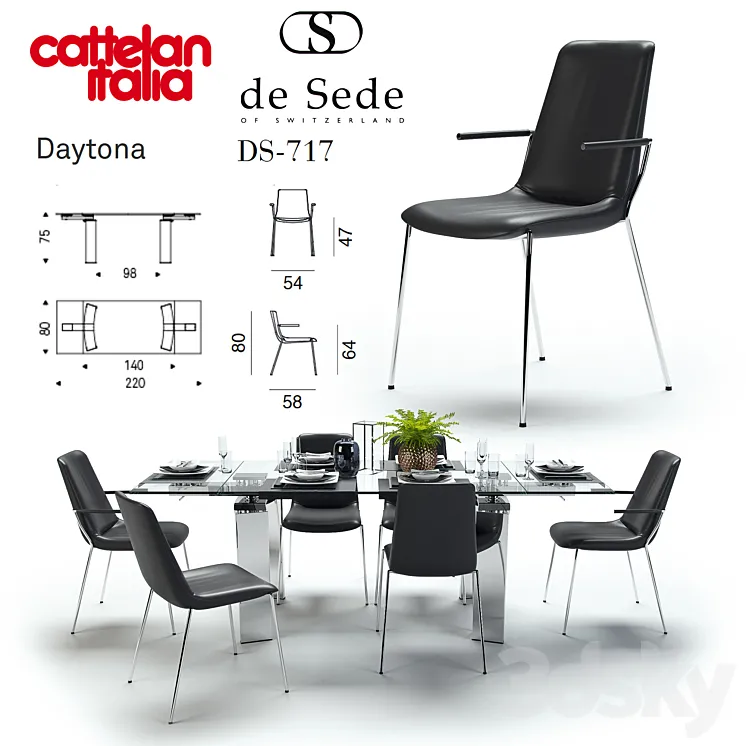 Table Daytona Cattelan Italia \ Chair DS-717 de Sede 3DS Max