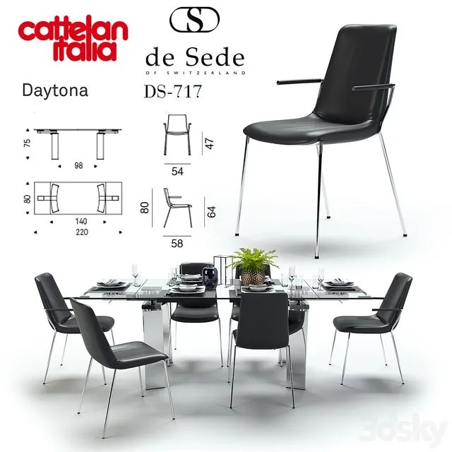 Table Daytona Cattelan Italia Chair DS-717 de Sede 3dsMax Model