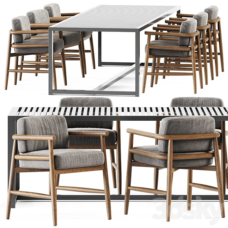 Table Dna teak by Gandia Blasco and Armchair Teresina by Meridiani 3DS Max Model