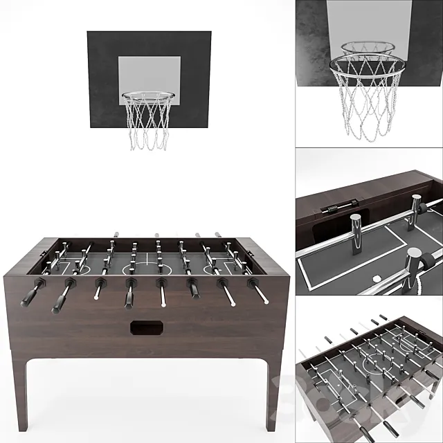 table football and basketball Hoop 3ds Max