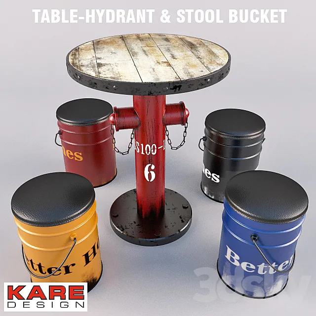 Table-hydrant barrel chairs and KARE design 3ds Max