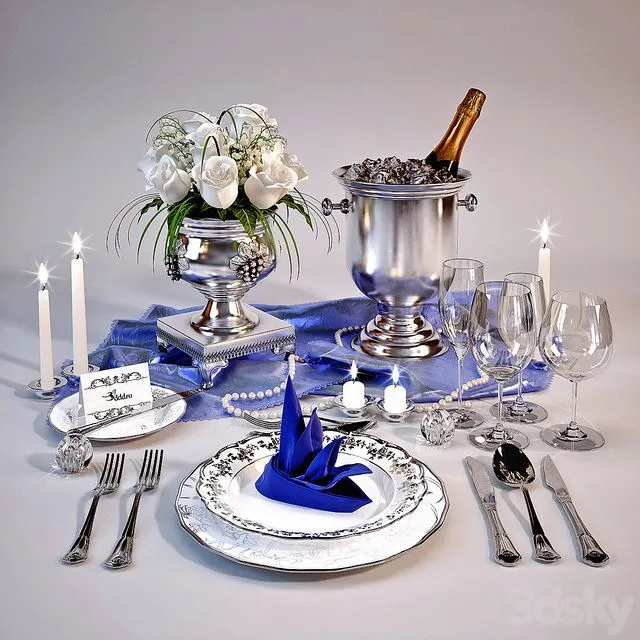 Table kitchen tableware metal fabric classic 3dsMax Model