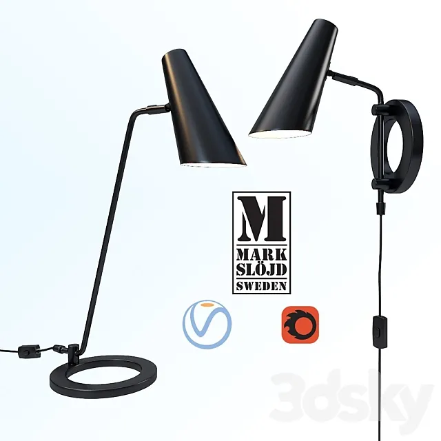 Table lamp and sconce model CAL from the company Markslöjd Sweden. 3DS Max Model