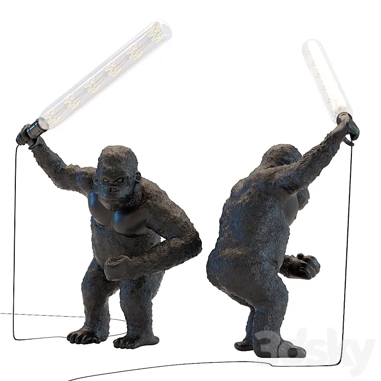 Table Lamp Animal Fighting Kong Mat Black 3DS Max
