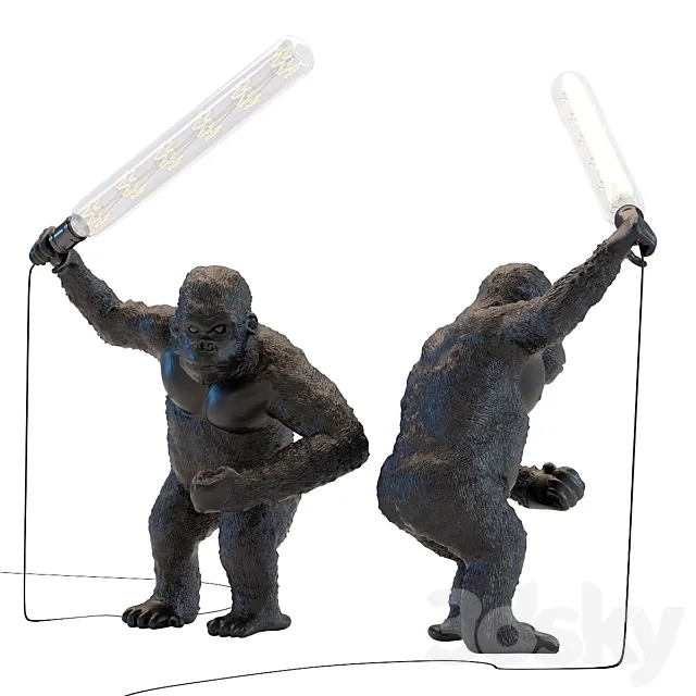 Table Lamp Animal Fighting Kong Mat Black 3DSMax File