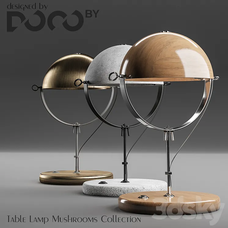 Table lamp collection Mushrooms from the interior design studio DOCOby 3DS Max