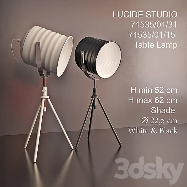 Table lamp Lucide Studio 71535_01_15 and 71535_01_31 3ds Max