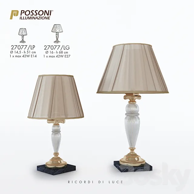 Table lamps Possoni 3DS Max Model