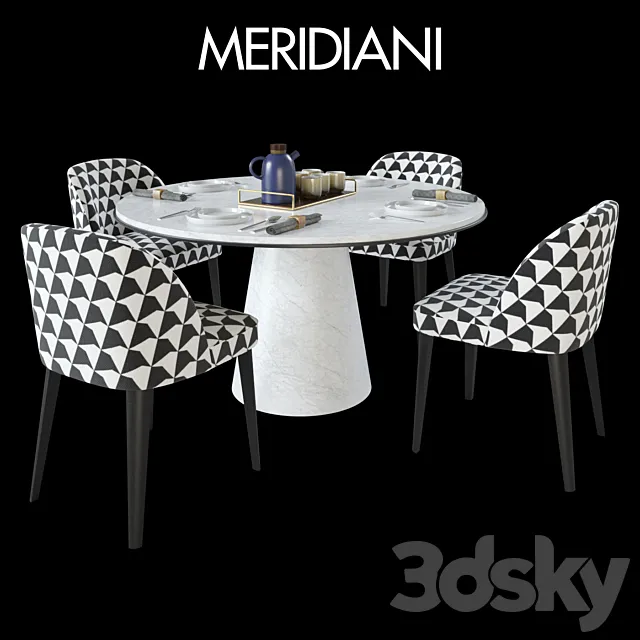 Table Meridiani OWEN & Chair Meridiani ODETTE 3DS Max Model