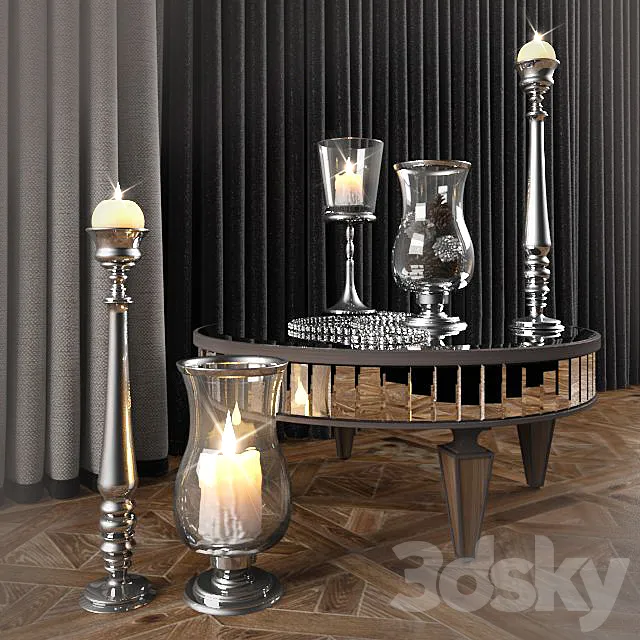 Table mirror and candlesticks Garda Decor 3DS Max Model