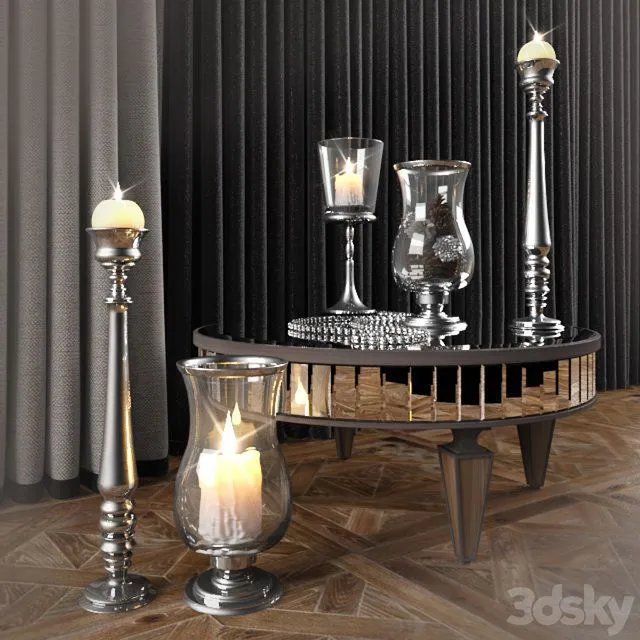 Table mirror and candlesticks Garda Decor 3dsMax Model