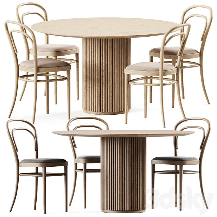 Table Palais royal By asplund and Bentwood Chair 215 by Thonet 3DS Max