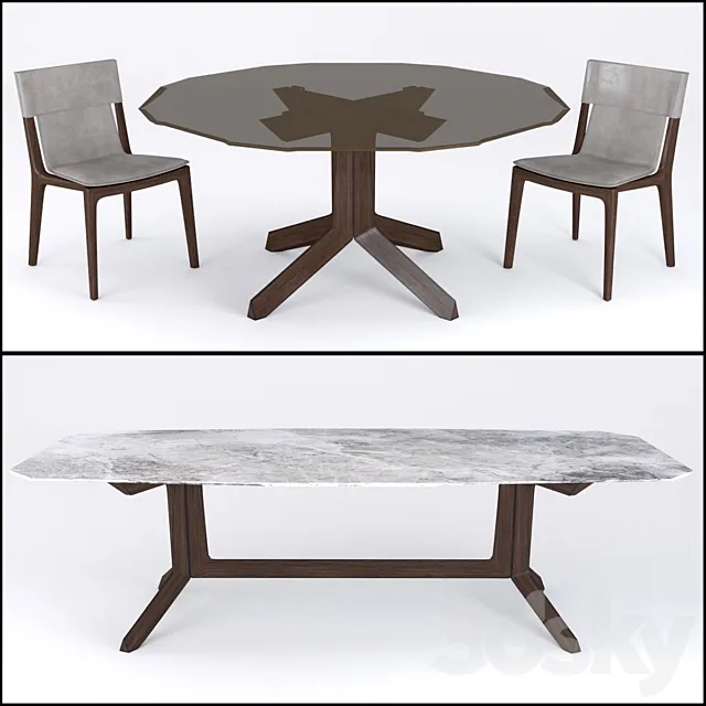 Table Poltrona Frau Othello Table and Chair Poltrona Frau Isadora Chair 3ds Max