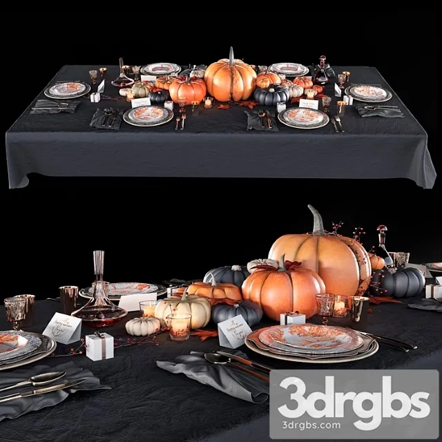 Table set with pumpkins 3dsmax Download