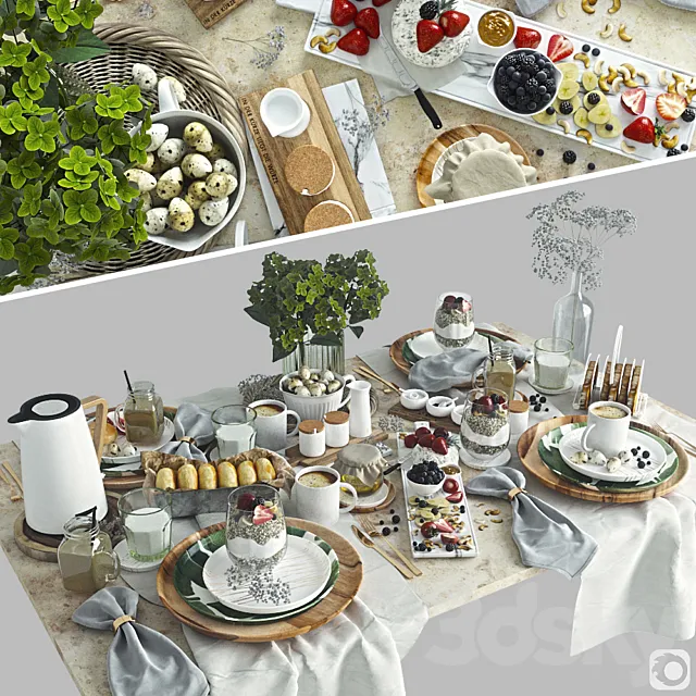 Table setting 37. Breakfast – 4. Corona 3DS Max Model