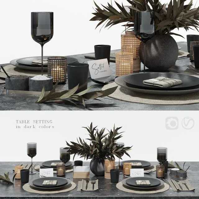 Table setting in dark colors 3dsMax Model