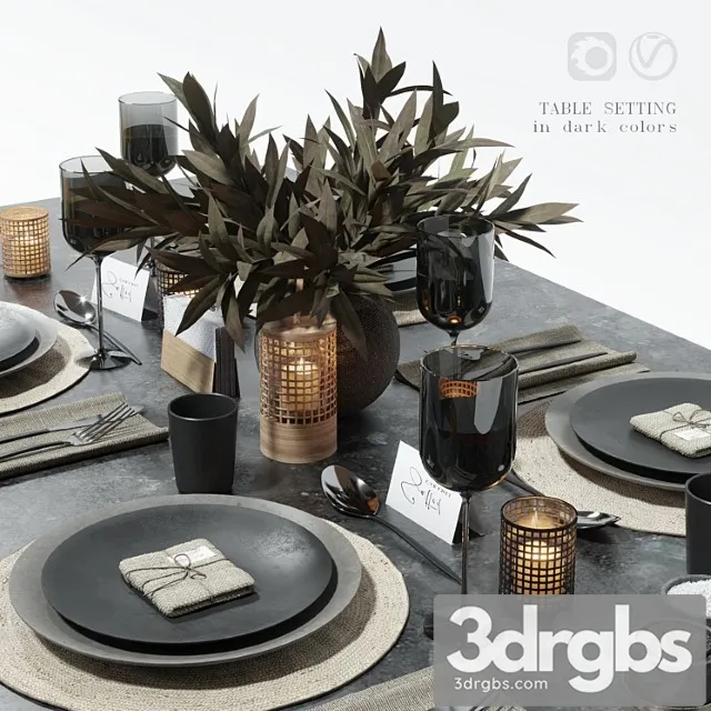 Table setting in dark colors