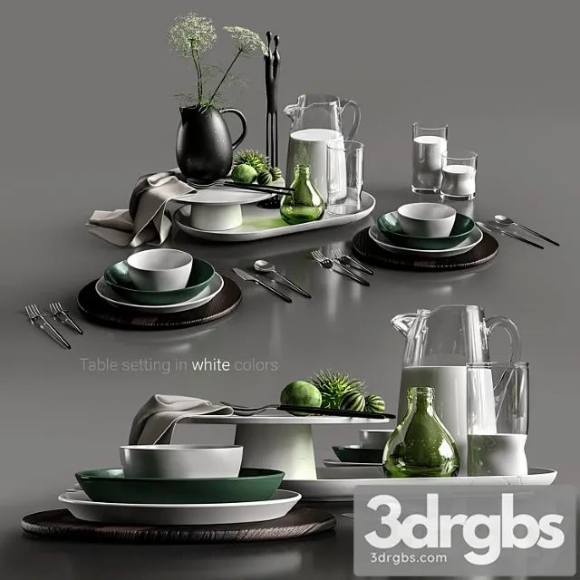 Table Setting In White Colors 3dsmax Download