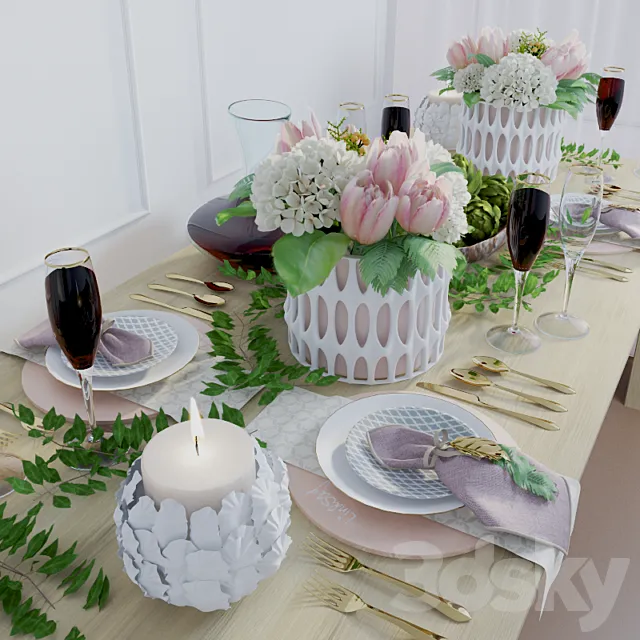 Table setting “spring” 3ds Max