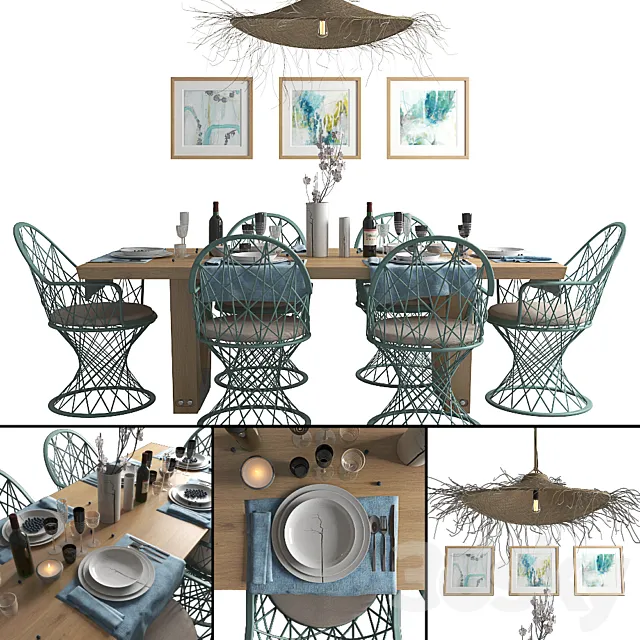Table setting with porcelain Dibbern 3ds Max