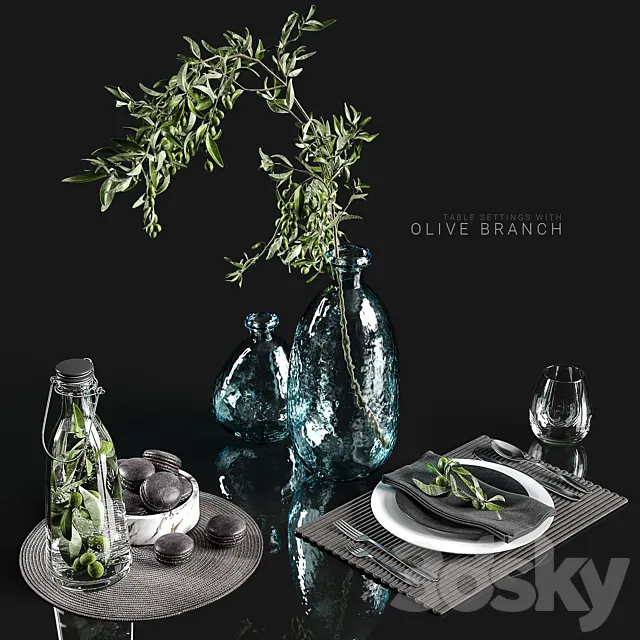 Table settings with olive branch 3DSMax File