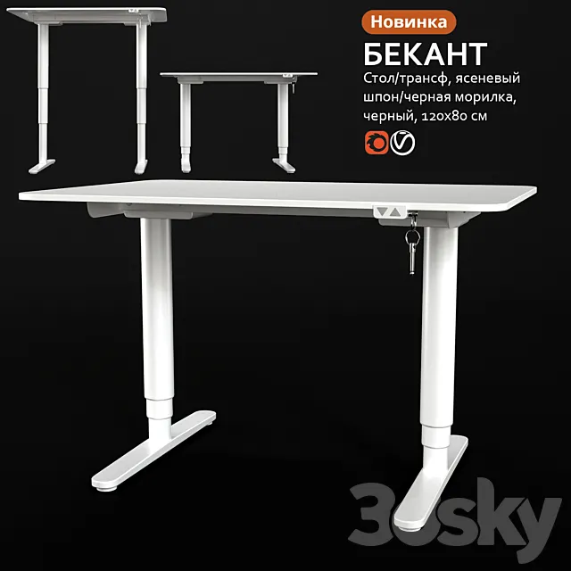 Table transformer white IKEA BEKANT 3ds Max