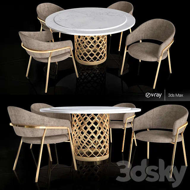 Table with chair 3DS Max Model