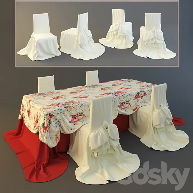 Tablecloth and chair covers 3ds Max