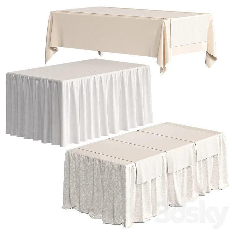 Tablecloth on a rectangular table 3DS Max Model