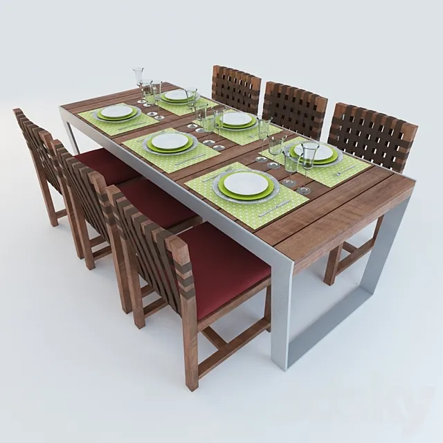 Tables and chairs. Outdoor furniture Roda 3DSMax File