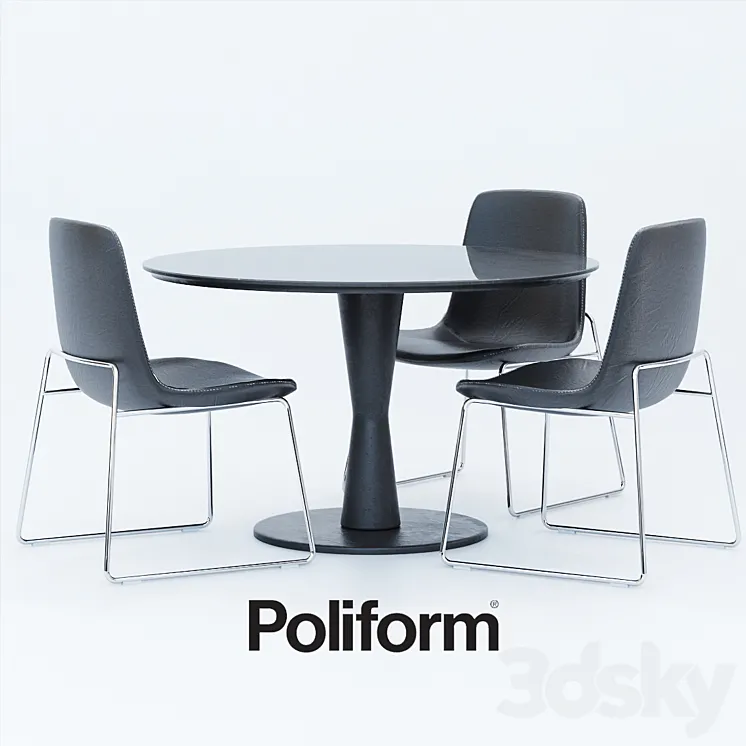 Tables Chairs Poliform Ventura Flute 3DS Max