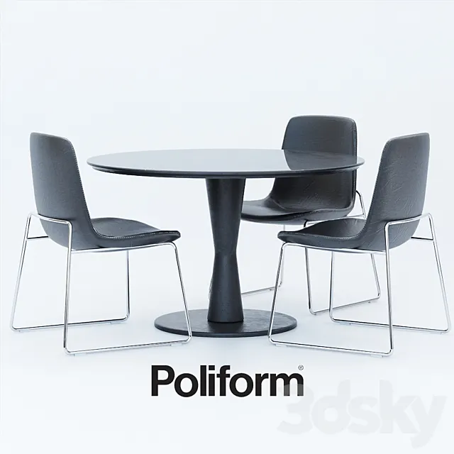 Tables Chairs Poliform Ventura. Flute 3DSMax File