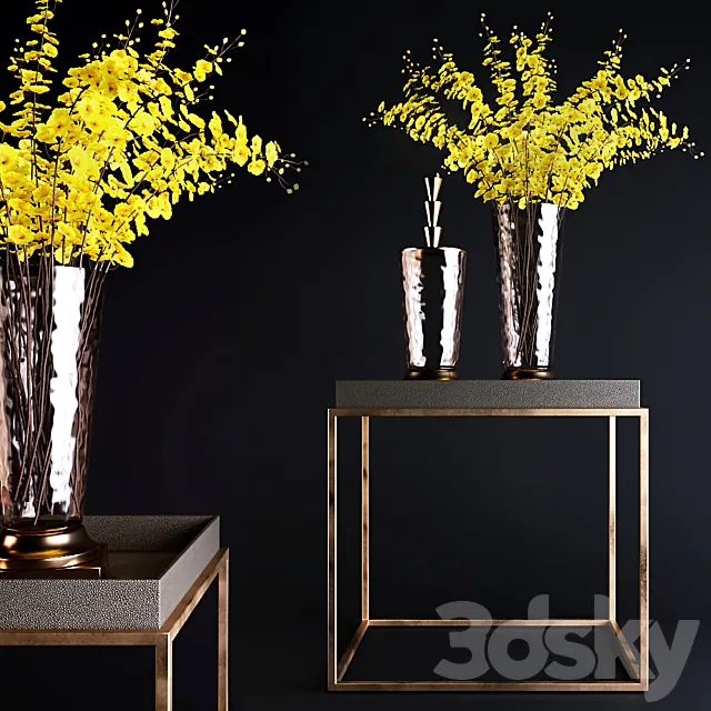 Tables Rh and yellow flowers2 3DS Max Model