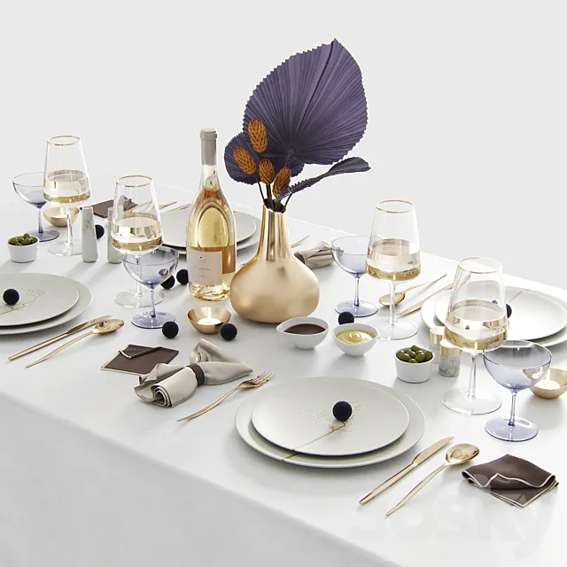 Tablesetting with Protea and palm 3DSMax File