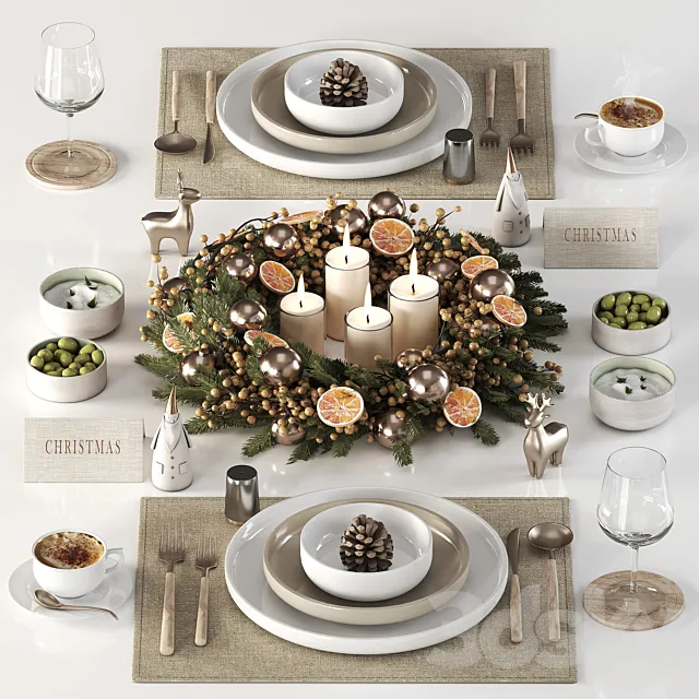 tableware setting christmas 048 3dsMax Model