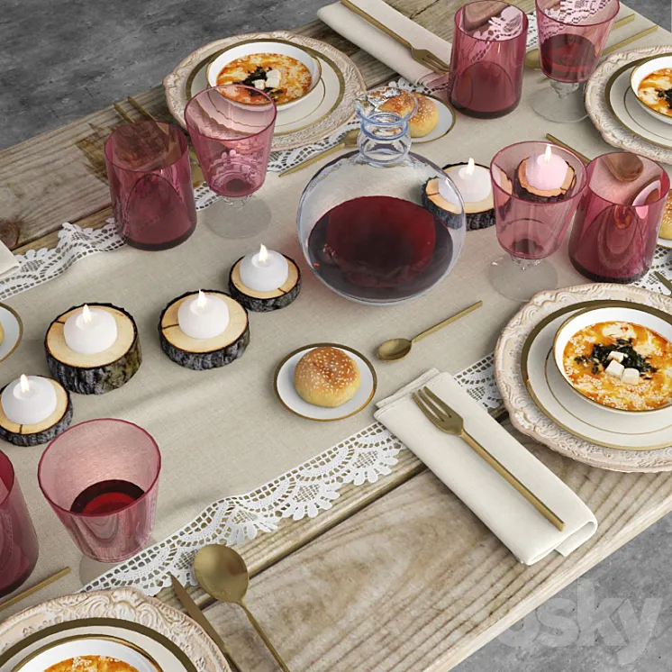 Tableware Shabby chic 3DS Max