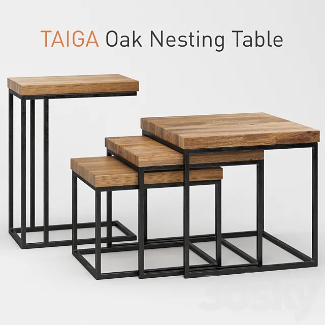 Taiga Oak Nesting Table 3DS Max Model