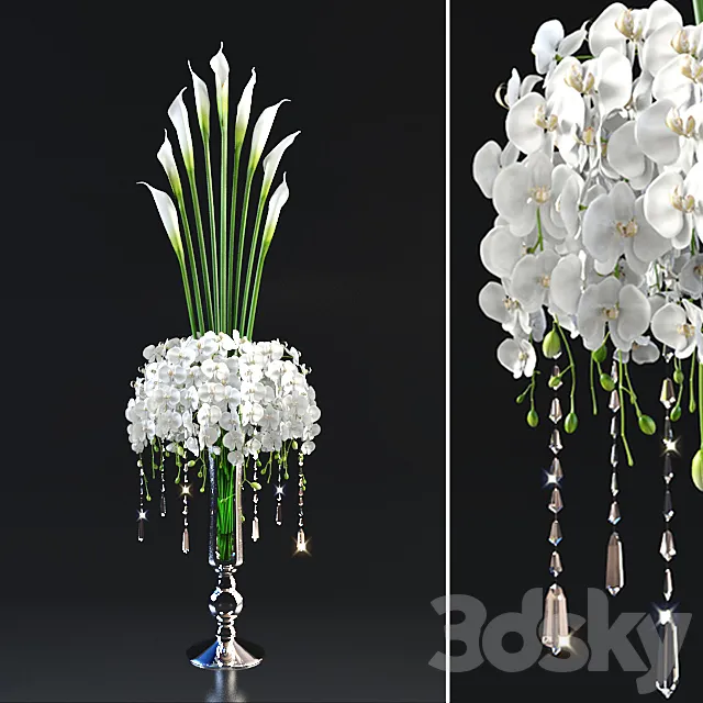 tall bouquet in a glass vase 3DSMax File