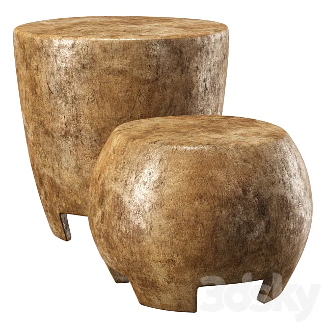 Tambour stools by Tinja _ Wooden round chairs 3DS Max Model