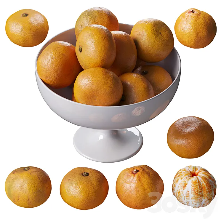 Tangerines in a tall bowl 3DS Max