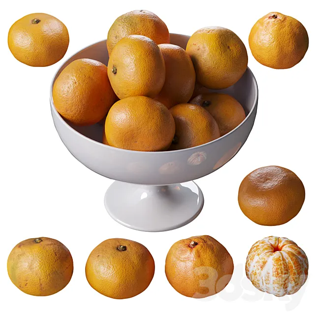 Tangerines in a tall bowl 3DSMax File