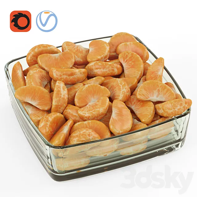 Tangerines peeled in a vase 3DSMax File