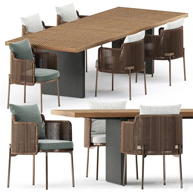 TAPE CORD chair and Quadrado Table by Minotti 3dsMax Model