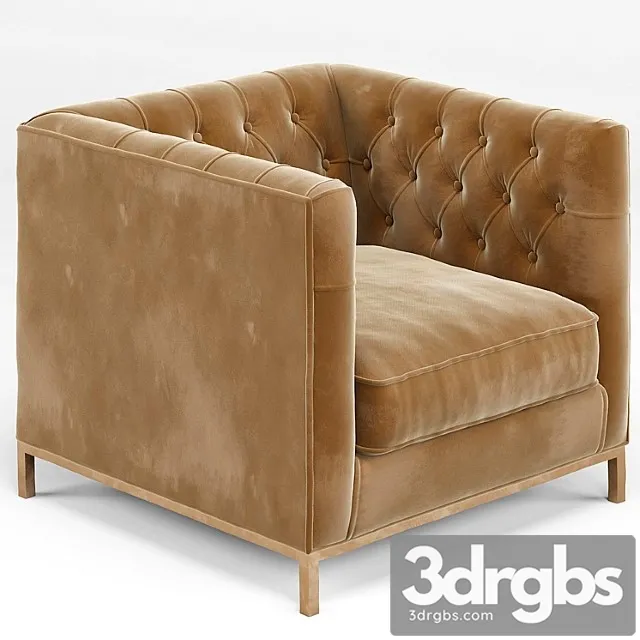 Tarrington fawn mohair tufted cube armchair